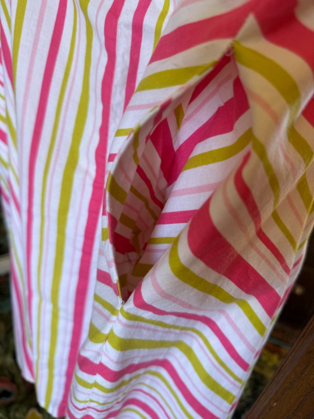 Striped Sundress with Lime Trim - Pink & Green, plus size 3X - Picture 7 of 7